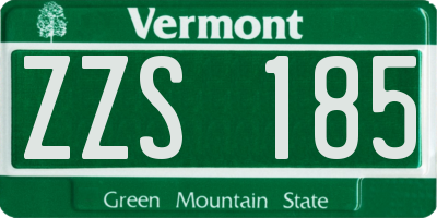 VT license plate ZZS185