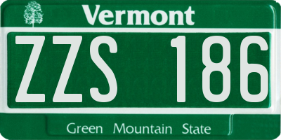 VT license plate ZZS186