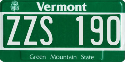 VT license plate ZZS190