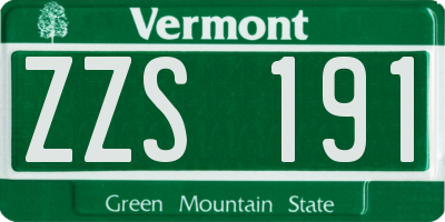 VT license plate ZZS191
