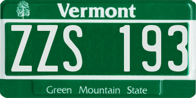 VT license plate ZZS193