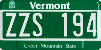 VT license plate ZZS194
