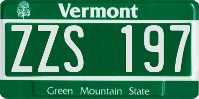VT license plate ZZS197