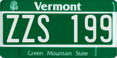 VT license plate ZZS199