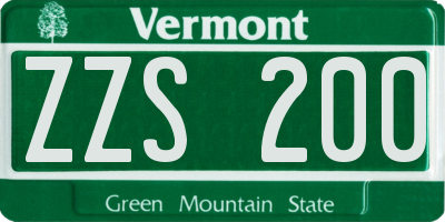 VT license plate ZZS200