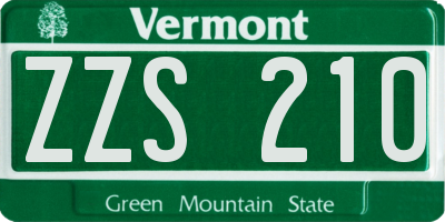 VT license plate ZZS210