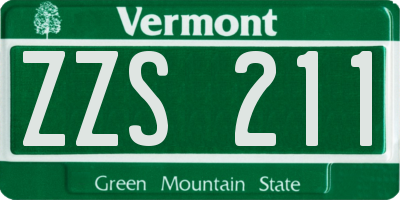VT license plate ZZS211