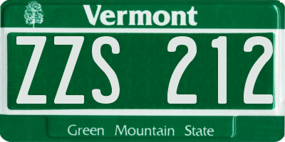 VT license plate ZZS212