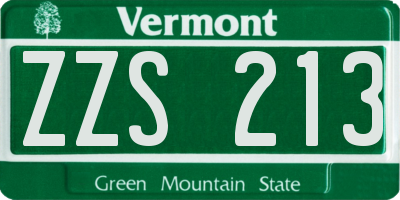VT license plate ZZS213