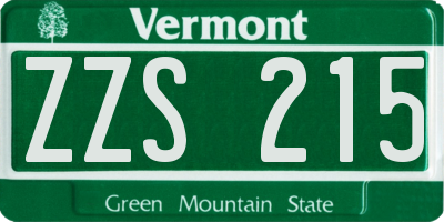 VT license plate ZZS215