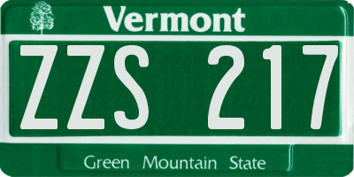 VT license plate ZZS217