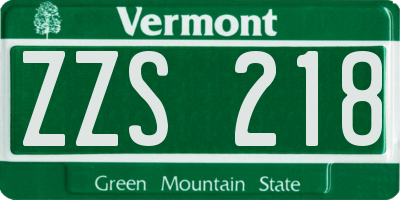 VT license plate ZZS218