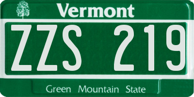 VT license plate ZZS219