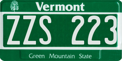 VT license plate ZZS223