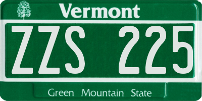 VT license plate ZZS225