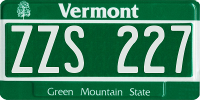 VT license plate ZZS227