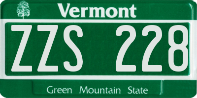 VT license plate ZZS228