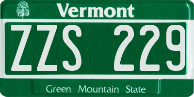 VT license plate ZZS229