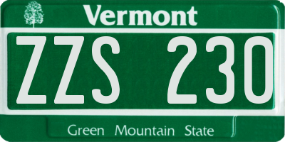VT license plate ZZS230