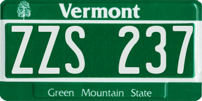VT license plate ZZS237