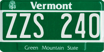 VT license plate ZZS240
