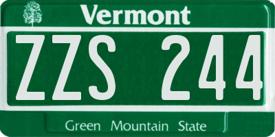 VT license plate ZZS244