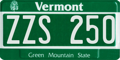 VT license plate ZZS250
