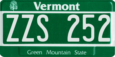 VT license plate ZZS252