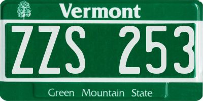 VT license plate ZZS253