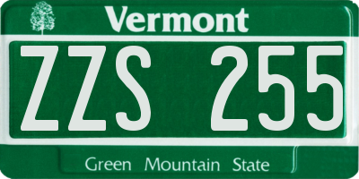 VT license plate ZZS255
