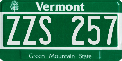 VT license plate ZZS257