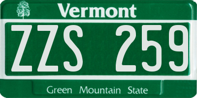 VT license plate ZZS259