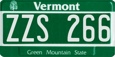 VT license plate ZZS266