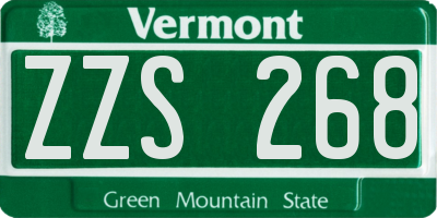 VT license plate ZZS268