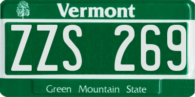 VT license plate ZZS269