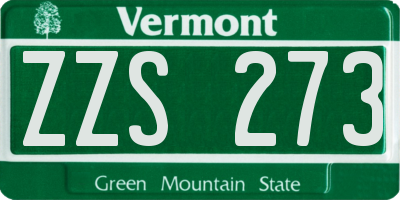 VT license plate ZZS273