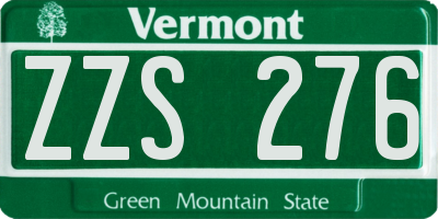 VT license plate ZZS276