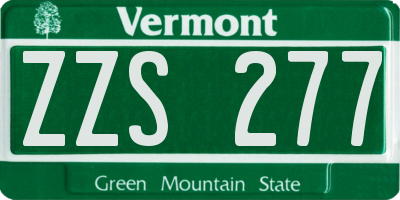VT license plate ZZS277