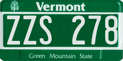 VT license plate ZZS278