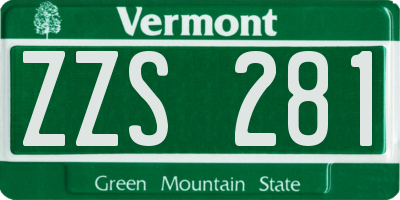VT license plate ZZS281
