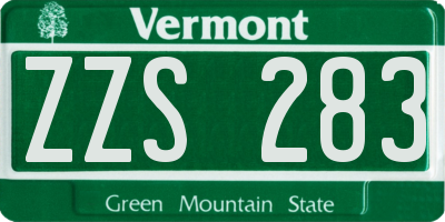 VT license plate ZZS283