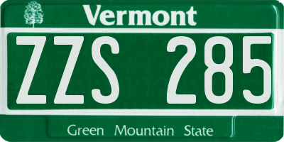 VT license plate ZZS285