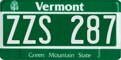 VT license plate ZZS287
