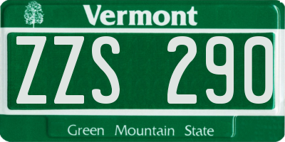 VT license plate ZZS290