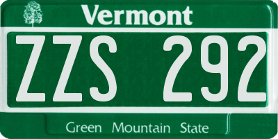 VT license plate ZZS292