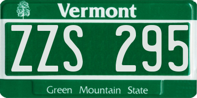 VT license plate ZZS295