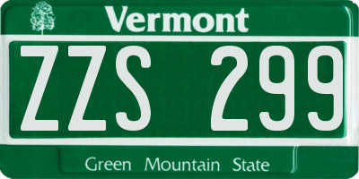 VT license plate ZZS299