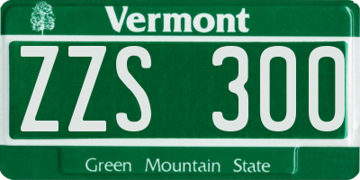 VT license plate ZZS300