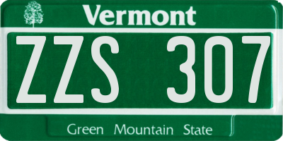 VT license plate ZZS307