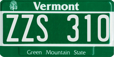 VT license plate ZZS310